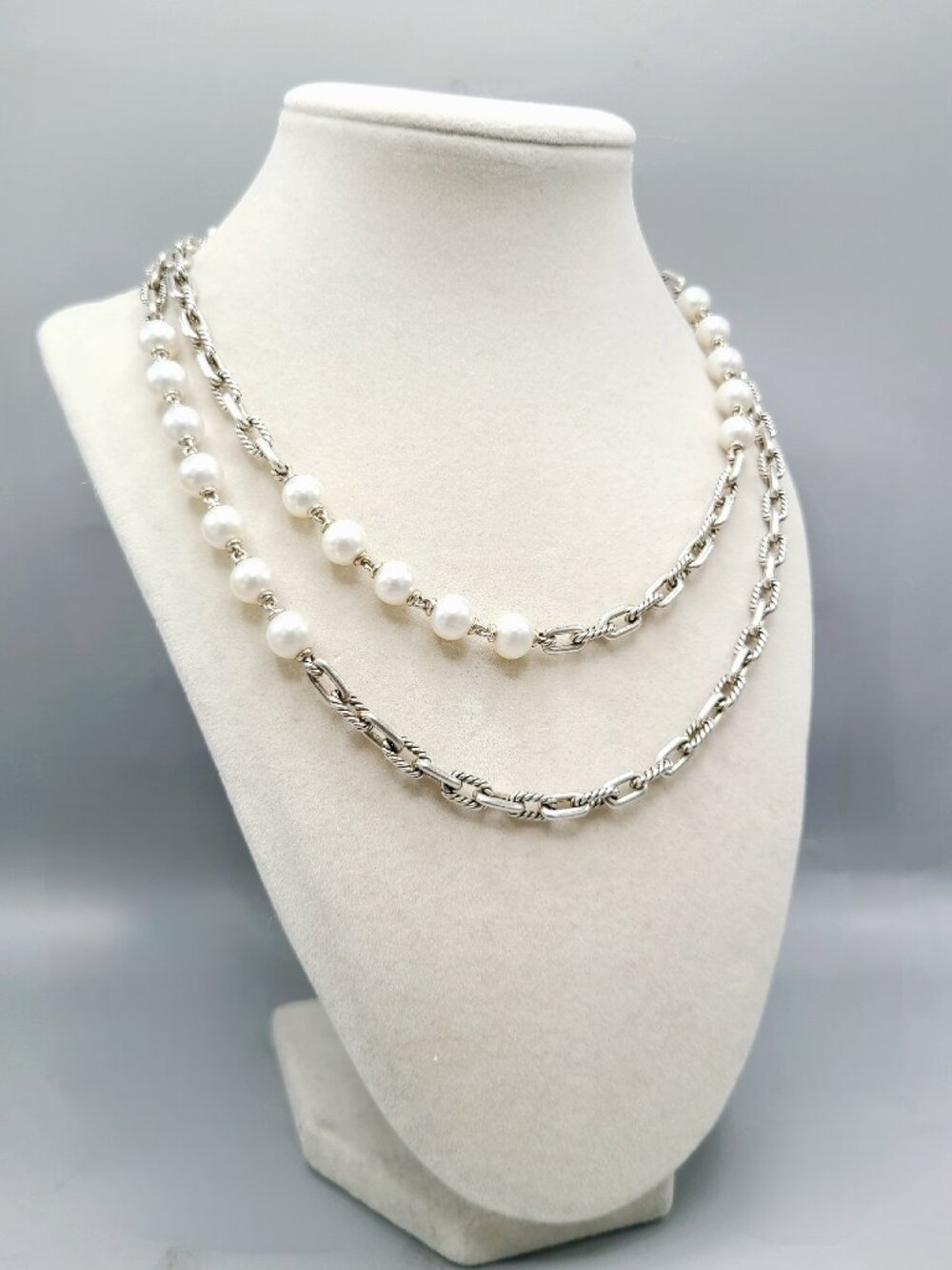 David Yurman Madison Chain Necklace w/ Pearls - 36" - RARE - Picture 3 of 15